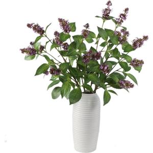 Artificial Patchouli Plant Stems, 29 inches, 4 Pack, Fake Greenry Plants Realistic Mint Flowers for Home Office Decor (purple)