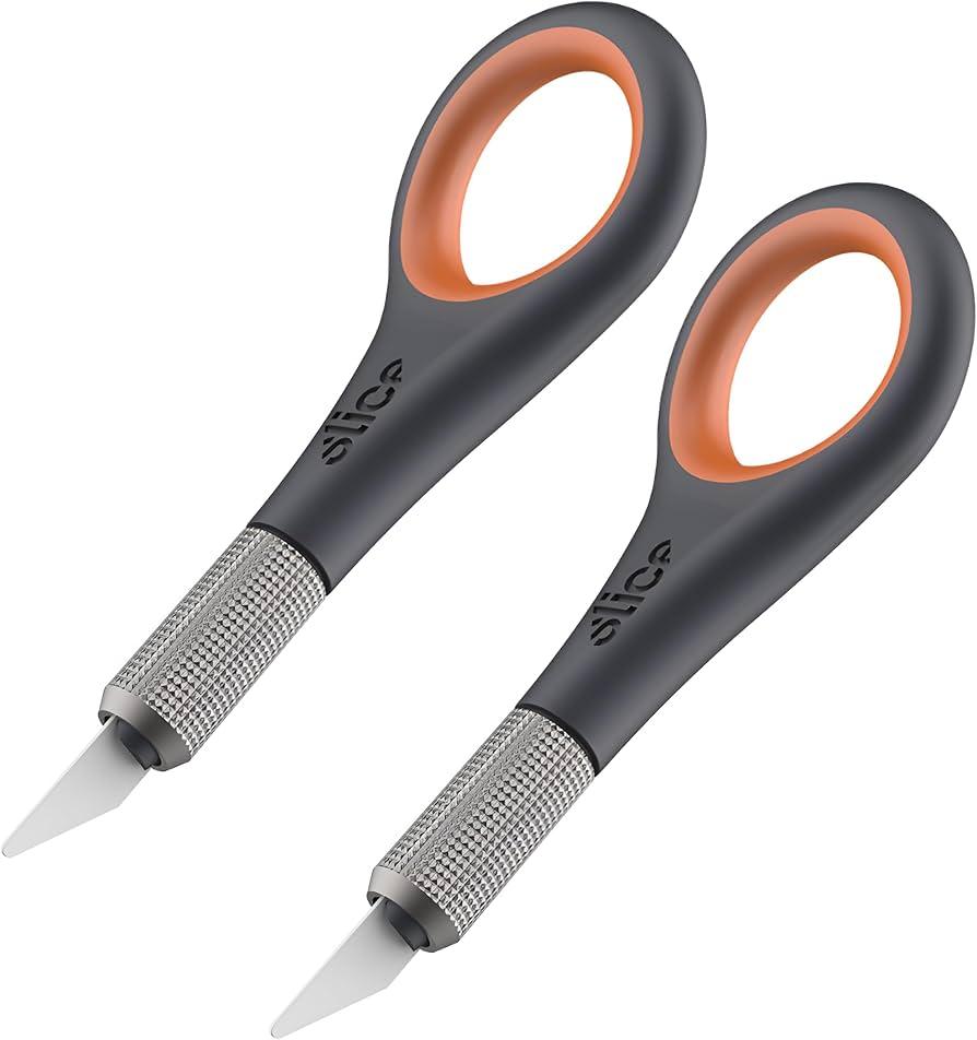Slice Precision Knife | Finger Grip for Precision and Control | Safe Ceramic Blade Lasting 11x Longer than Metal | 2 Pack