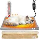 Heated Cat Bed, 6 Adjustable Temperature & 5 Timers, Cat Heating Pad Indoor, Waterproof Pet Heating Pads for Cats with Chew-Resistant Cord, Electric Warmer with 2 Removable Cover, 17.7" x 15.7"