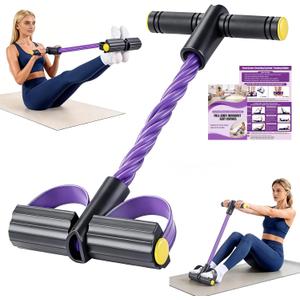 2 x Foot Pedal Resistance Bands with Handles, 6-Tube Multifunction Exercise Bands, Durable Home Gym Fitness Equipment for Women & Men