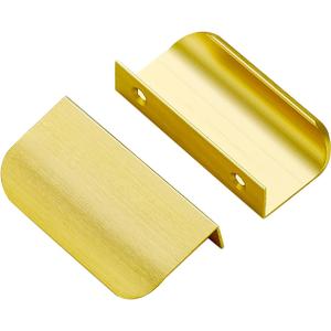 Ravinte 10 Pack Finger Pulls for Cabinets - 50mm/2" Hole Center Tab Handle, Gold Edge Pulls, Concealed Handles for Kitchen Drawer, 76mm/3" Length