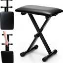 Keyboard Bench X-Style Padded Cushion, 13-18 in Height Adjustable Piano Stool, Collapsible Portable Keyboard Chair Seat with 1.5" Soft Cushion, 4-Position Height, for Piano Guitar, Black, 15.3 x 11 x 18 inches