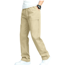 DOWMQ Men's Casual Cargo Pants Workout Sweatpants Joggers Stretch Hiking Drawstring Tactical Trousers Khaki,S
