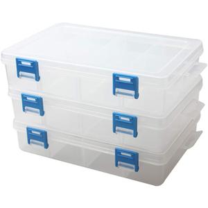 3 Pack Plastic Parts Storage Case and Adjustable Divider Box for Hardware and Craft, 8 Grids, Clear