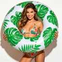 4 x ShinyRelief 1 Pc Large Adults Pool Tubes 42inch Inflatable Floats Tube Tropical Leaves Inflatable Pool Floats Rings Swimming Ring for Summer Hawaii Swimming (Green)