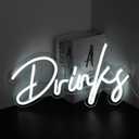 Looklight Drinks Neon Sign Bar Neon Signs for Wall Decor Neon Sign For Room White Neon Light Sign Led Neon Bar Signs USB Connectivity Light Up Wall Decor for Teen Room Bedroom Store