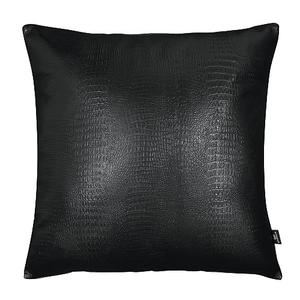 QAWACH Lambskin Leather Pillow Cover - Decorative Sofa Cushion Case - Throw Covers for Living Room & Bedroom, 18" x 18" - Black Croco Pack of 1