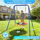 Saucer Swing Set for Kids Outdoor, Heavy Duty A-Frame Metal Swings Stand with 40 inch Tree Swing, 400lbs Playeset for Backyard, Easily Move to Indoor Use on A Ground Mat