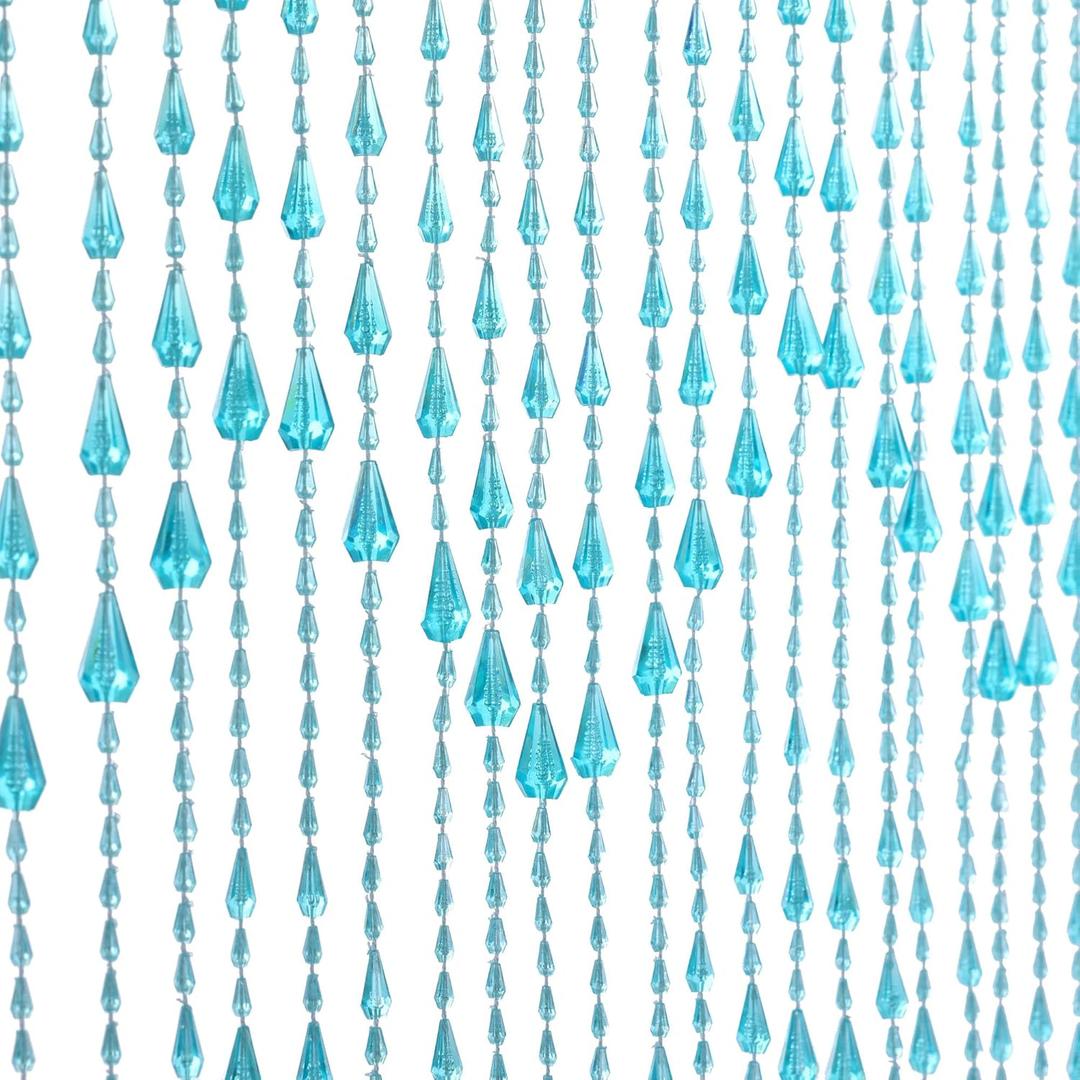Crystal Beaded Curtain 35.5 x 79 Inches 45 Strands Acrylic Hanging Door Beads String Curtain Room Divider for Doorway Window Living Room Bedroom Decor, Wave Pattern - Teal