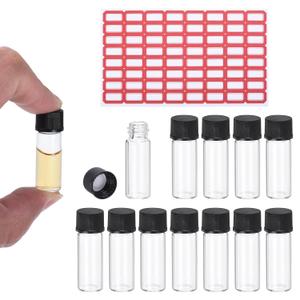 PATIKIL 2ml Clear Glass Vials, 12 Pack Sample Vials with Screw Cap Reagent Media Bottle with Labels Leak-Proof Liquid Sample Glass Vial for Lab Laboratory (Transparent)