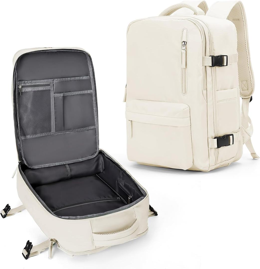 Carry On Backpack Women Men Travel Backpack Airline Approved Laptop Backpack Sport Rucksack, B-Khaki