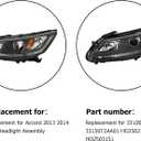 Headlight Assembly Replacement for Accord 2013 2014 2015 Headlight Assembly without DRL Headlamps Pair Left and Right Side Headlight Replacement for 33100T2AA01 33150T2AA01 HO2502151 HO2503151