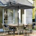 AreShark 9 FT Patio Umbrella for Outdoor, Outdoor Table Umbrella with Push Button Tilt and Crank, Outdoor Patio Umbrellas with 8 Sturdy Ribs for Market, Garden, Pool (Gray)