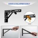 Ravinte 2 Pack 8 Inch Folding Shelf Brackets  Matte Black, Heavy Duty Collapsible Brackets for Tables and Benches  Space-Saving Design