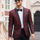 COOFANDY Mens Floral Tuxedo Jacket Paisley Shawl Lapel Suit Blazer Jacket for Dinner,Prom,Wedding (Black, XL)