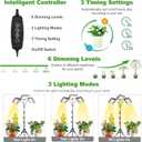 LBW Grow Light with Stand, Tri-Head LED Plant Light for Indoor Plants, Full Spectrum 150 LEDs, 3/6/12H Timer, 6 Dimmable Levels, 3 Switch Modes, Adjustable Tripod Stand 15-63 inches