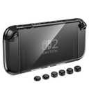 HEYSTOP Switch 2 Clear Case Compatible with Nintendo Switch 2, Switch 2 Case with 4K HD Screen Protector, PC Protective Cover with Joy-Con Grips and 6 Thumb Grips