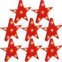 Jutom 8 Pieces Star Night Lights LED Plastic Star Shaped Sign Lighted Marquee Desk Lamp for Gift Red