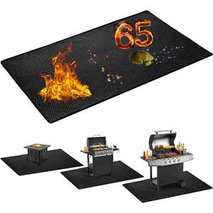 65 x 48 inch Under Grill Mats for Outdoor Grill - Fireproof Grill Mats for Outdoor Grill Deck and Grass Protector - Water Resistant & Oil Proof- Easy to Clean Fire Pit Mat, Fireplace Mat
