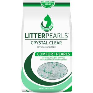 Litter Pearls Crystal Clear Unscented Non-Clumping Crystal Cat Litter with Odorbond, 7 lb