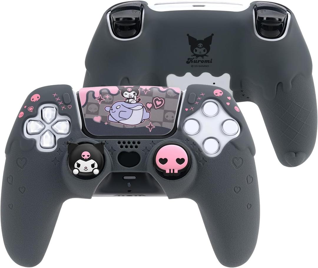 Silicone PS5 Controller Cover Skin Set, Anti-Slip Soft Protective Case for PS5 Wireless Controller with 2 Thumb Grip Caps and 1 Sticker