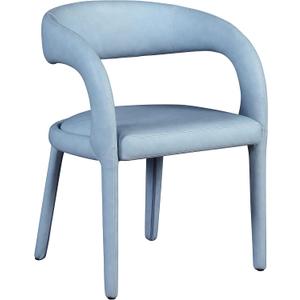 Meridian Furniture 987LtBlu-C Sylvester Collection Modern | Contemporary Vegan Leather Upholstered Dining Chair with Rounded Back, 23.5" W x 22" D x 31" H, Light Blue