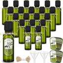 20 Pcs 4 oz Mini Glass Olive Oil Bottles Empty Sauce Condiment Bottles with Dropper Inserts and Sticker Seals Caps for Gifts Kitchen (Circle,Dark Green)