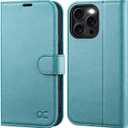 OCASE Compatible with iPhone 16 Pro Wallet Case, PU Leather Flip Folio Case with Card Holders RFID Blocking Kickstand [Shockproof TPU Inner Shell] Phone Cover 6.3 Inch 2024, Ice Blue