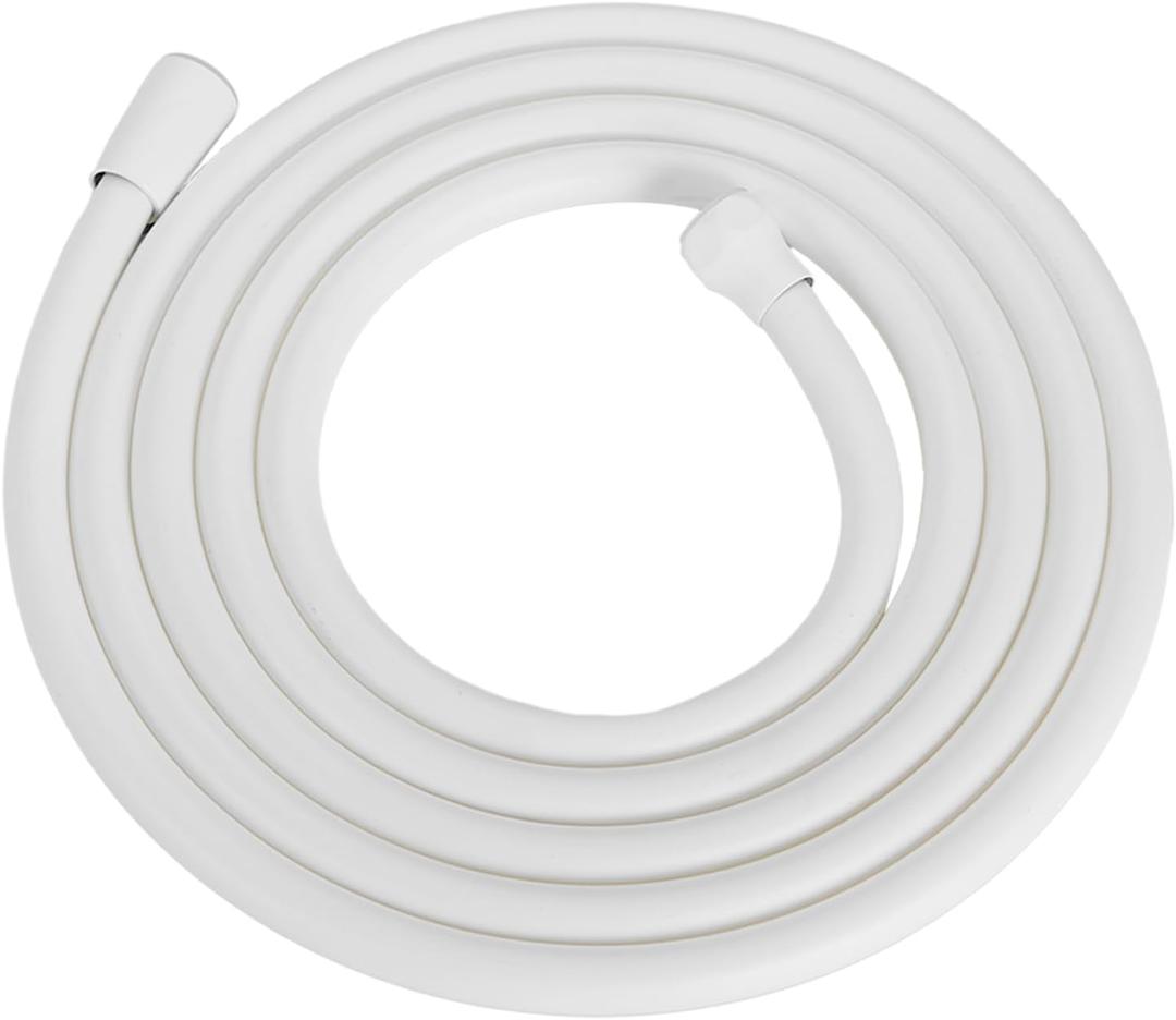 BESy Extra Long PVC Shower Hose - 120 Inches, Flexible Hand Held Shower Head Replacement for RV, Bathing, Toilet Cleaning, Pet Bathing - Smooth White