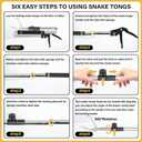 Snake Grabber Tool, 69" Snake Tongs Grabber for Rattlesnake Heavy Duty Professional Folding Snake Feeding Tongs Wide Jaw Snake Handling Tool Long Hndle Stainless Steel Tube