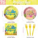 Yellow Cartoon Birthday Party Tableware Set Ocean Theme Plates, Napkins, Forks, Disposable Party Decorations for Kids Birthday, Sea Underwater Theme Supplies for 24 Guests