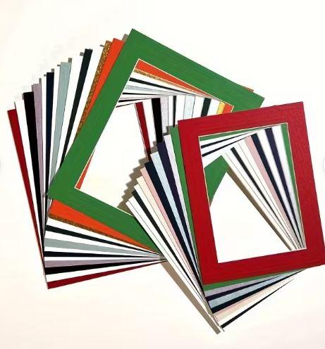 12pcs Colorful Wooden Photo Frame Inserts - Easy-to-Hang, Striped Design Wall Decor Accessories for Home & Office
