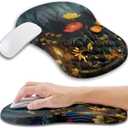 Ergonomic Mouse Pad Wrist Support with Memory Foam Massage Bulge, Carpal Tunnel Pain Relief Mousepad Wrist Rest for Mouse(12x8 inch, Midnight Forest)