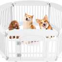 Dog Playpen 6-Panel 24" | Safe & Secure Indoor/Outdoor Pet Fence | Folding & Portable | 35 x 35 x 24IN, Ideal for Small to Medium Dogs | Easy to Clean White