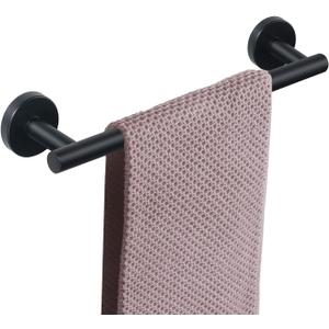 NearMoon Bath Towel Bar, Thicken Stainless Steel Shower Towel Rack Holder Wall Mounted for Bathroom, 12-lnch Overall Length-10-lnch Usable Hanging Space (1 Pack, Matte Black)