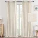 H.VERSAILTEX Linen Curtains 108 Inch Length 1 Panels Set, Soft Thick Window Drape Semi Sheer Light Filtering Rod Pocket Back Tab, Pinch Pleated Treatment Neutral Farmhouse Office Bedroom, 52x108-Ivory