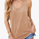 Laseily Women's V Neck Sleeveless Tank Tops Workout Yoga Loose Lightweight Flowy Summer Tee Shirts with Pocke, Size , S.