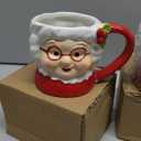 Willinglong 2 Pcs Mr.Christmas Santa Mugs Christmas Holidays Santa Claus Mugs Set Bulk Ceramic Vintage Camping Coffee Tea Cups for Couples Christmas Red and White Gifts Party Supplies (White,10 oz)