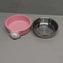 Crate Dog Bowl Removable Stainless Steel Water Food Feeder Bowls Cage Coop Cup for Cat Puppy Bird Pets (Large, Pink)