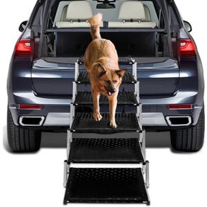 Extra Wide Stairs for Car - Foldable Dog Ramps for Large Dogs With Non-Slip Surface, Portable Steps for Cars, SUV, Truck, Support Up to 250 Lbs