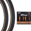BWSHLF Replacement Mountain Bike Tires, 20/24/26/27.5/29Inch Size, 2 Pack Black Folding MTB Bicycle Tire, Black/Brown Side