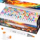 Alcohol Markers, 168 Colors Premium Markers Set, Chisel & Brush Dual Tip in Professional Coloring for Kids or Adults