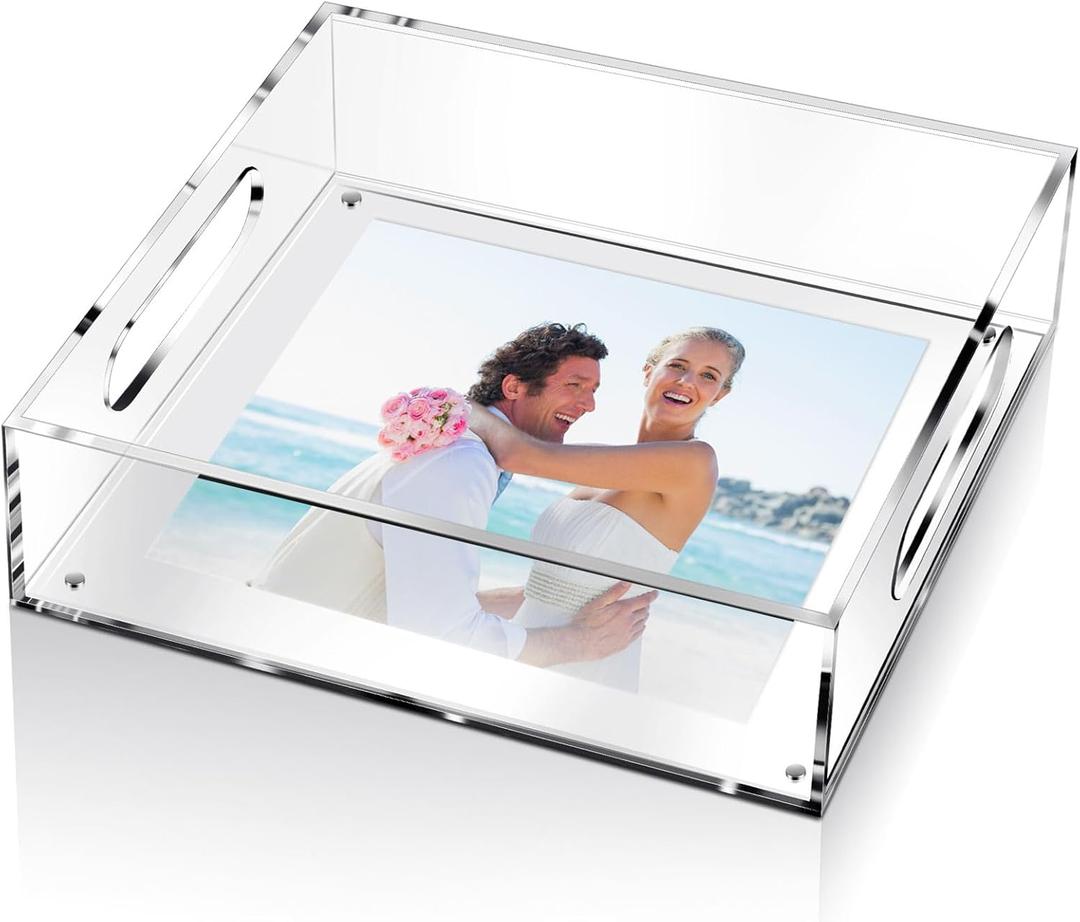 1 Pcs Acrylic Serving Tray with Magnetic Mat Customizable for Photos Artworks Clear Tray for Gifting and Serving Spill Proof Countertop Organizer for Bathroom Home Office (7.5" X 7.5") 1 Pcs Acrylic Serving Tray with Magnetic Mat Customizable for Photos Artworks Clear Tray for Gifting and Serving Spill Proof Countertop Organizer for Bathroom Home Office (7.5" X 7.5")