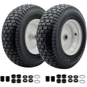 2-Pack 16 x 6.50-8 Riding Lawn Mower Tire with Rim, 3/4" or 5/8'' Bushing, 16 Inch Tire Assembly for Garden Tractor.3"-6''Offset Hub. (16 x 6.5-8 Tube Type,3" Offset Hub,Fit Most John Deere)