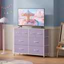 WLIVE Wide Dresser for Bedroom, 8 Drawer Chest of Drawers, Purple