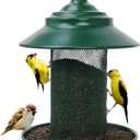 Finch Feeder - All-Metal Squirrel Proof Thistle Nyjer Seed Bird Feeder for Outdoors, 2.5LB Capacity, Powder-Coated Rust Resistant Mesh Design for Goldfinches & Small Birds Green