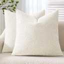 ANRODUO Pack of 2 Textured Boucle Throw Pillow Covers Soft White Euro Decorative Accent Solid Pillow Cases Cozy Modern Couch Cushion Case for Chair Sofa Bedroom Living Room Home Decor, 26 x 26 Inch