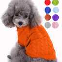 Dog Sweater, Warm & Soft Acrylic Blend, Orange, Large, Turtleneck, Solid, Casual, Adult, Machine Washable, Stretchable, Winter, Pet Apparel, Sweater, Dog, Cat Large