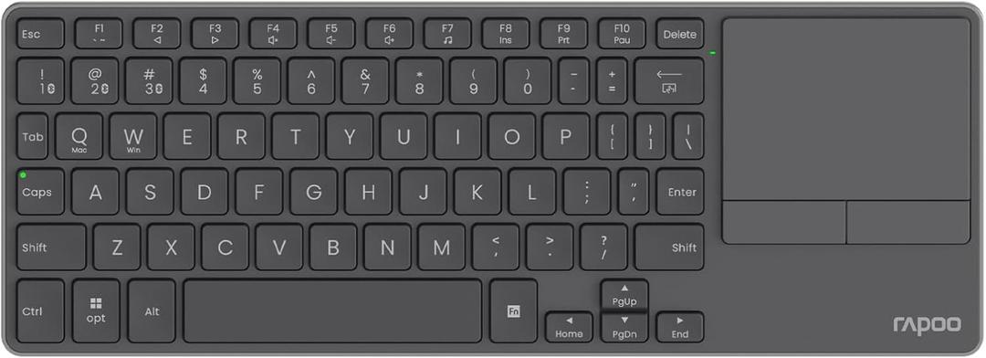 Rapoo E900T Portable Wireless Keyboard with Touchpad, Multi-Device HTPC Keyboard for PC-Connected TV/Tablet/Steam Deck/Gaming Console/Raspberry Pi/Mini PC - Support Touch Gestures for Windows & Mac (Black)