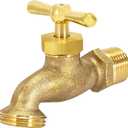 EZ-FLO Irrigation Hose Bibb, 1/2 Inch MIP Connection, 1/2 Inch MHT Connection, Brass Plumbing Fitting, 20183